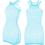 Fishnet Women Sexy Beach Cover Up Dress Women Stretch See Through Sleeveless without Bikini Swimsuit Cover up Mini Beachwea
