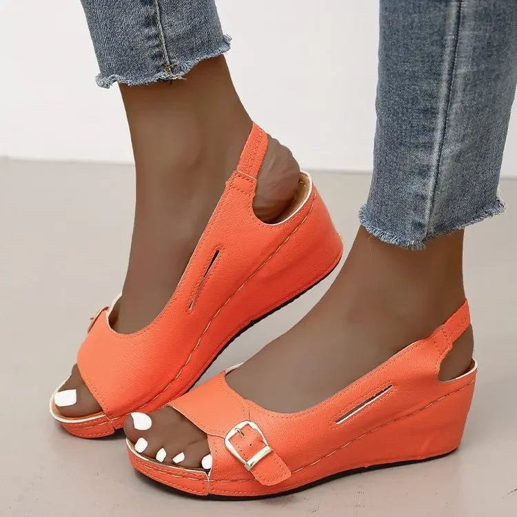 Summer Sandals Women Fish Mouth Fashion Comfort Roman Shoes Buckle Peep Toe Casual Beach Wedge Platform Female Sandals