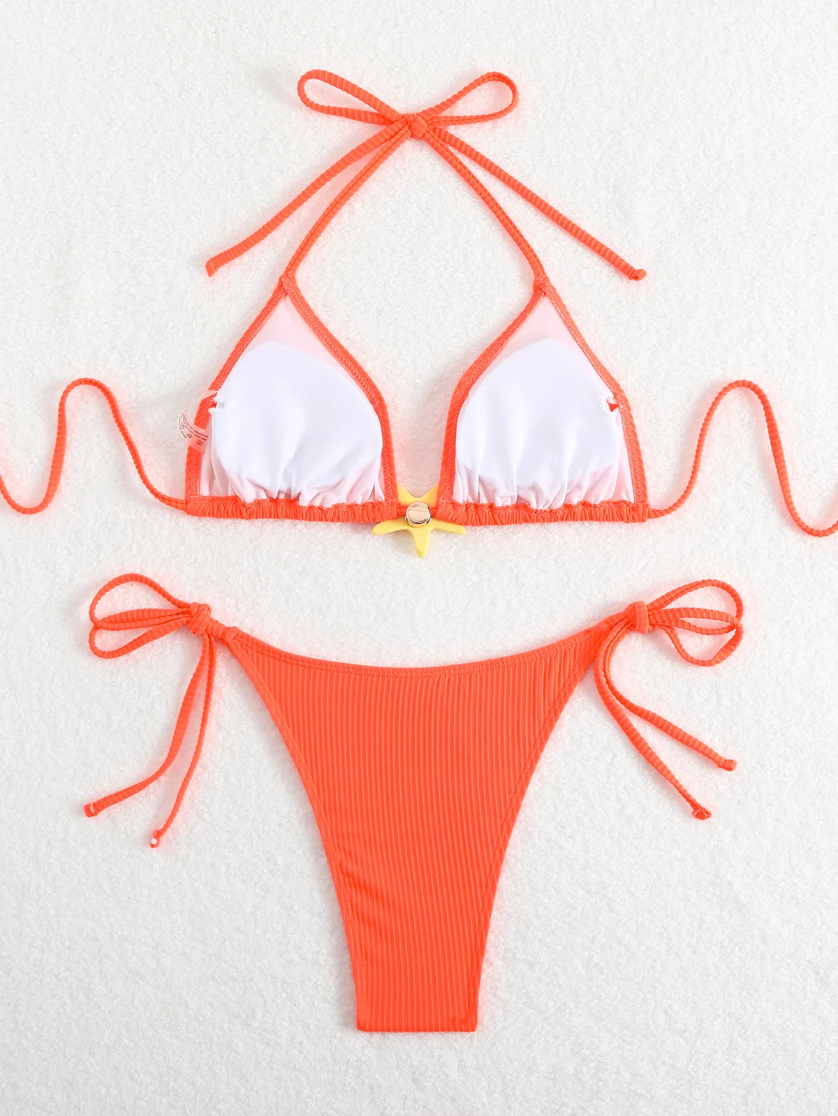 Sexy Black Micro Bikini 2025 Women Starfish Ornament Push Up Bra Tie Side Thong Swimsuit Summer Bathing Suit Holiday Swimwear