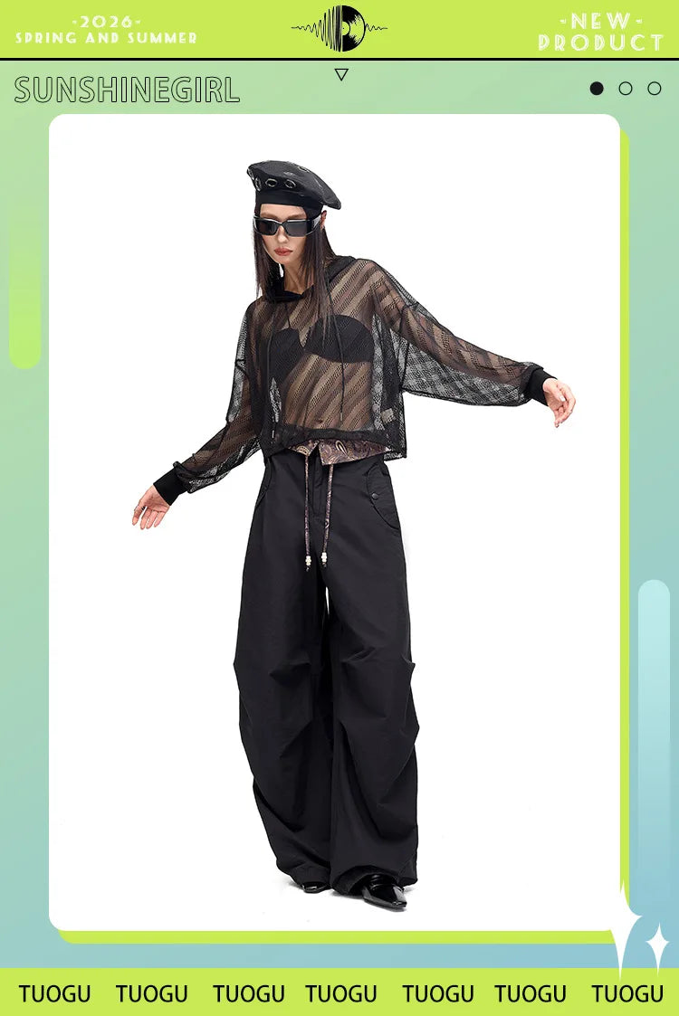 Lazy sun protection long-sleeved T-shirt summer pure lust hottie thin loose air-conditioned blouse hollow top
