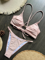 2026 Cross Back Hollow Out Bikini Women Swimsuit Female Swimwear Two-pieces Bikini Set High Cut Bather Bathing Suit Swim Lady