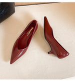 BIGTREE Sexy Classic High Heels Women Pumps Wedding Solid PU 5CM Thin Heels Kitten Heel Office Ladies Slip on Shoes Woman