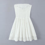 White Lace Dress Women Strapless Sleeveless Short Summer Dress Corset Cotton Mini Beach Casual Vestidos Party Dress 2025