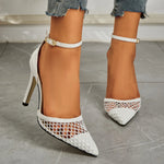 2026 Summer New Style - Three-color Mesh Open Toe Business Shoes with Round Tops, Small Inner Cuts, Thin High Heels