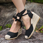 Ankle Lace Up Wedges Sandals Women Summer Closed Toe Espadrille Platform Sandles Woman High Heels Gladiator Sandalias Mujer 43