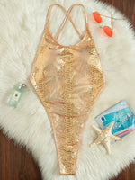 Extreme Mini One Piece Swimsuit Women G String Shiny Swimwear Female Micro Thong Monokini Bather Backless Bathing Suit Swim wear