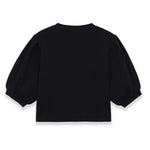 Fashion Casual Round-neck Puff Sleeve Knitted Top Women Black Puff Sleeve Knit T Shirt Crew Neck Short Sleeved Casual Top 99K0