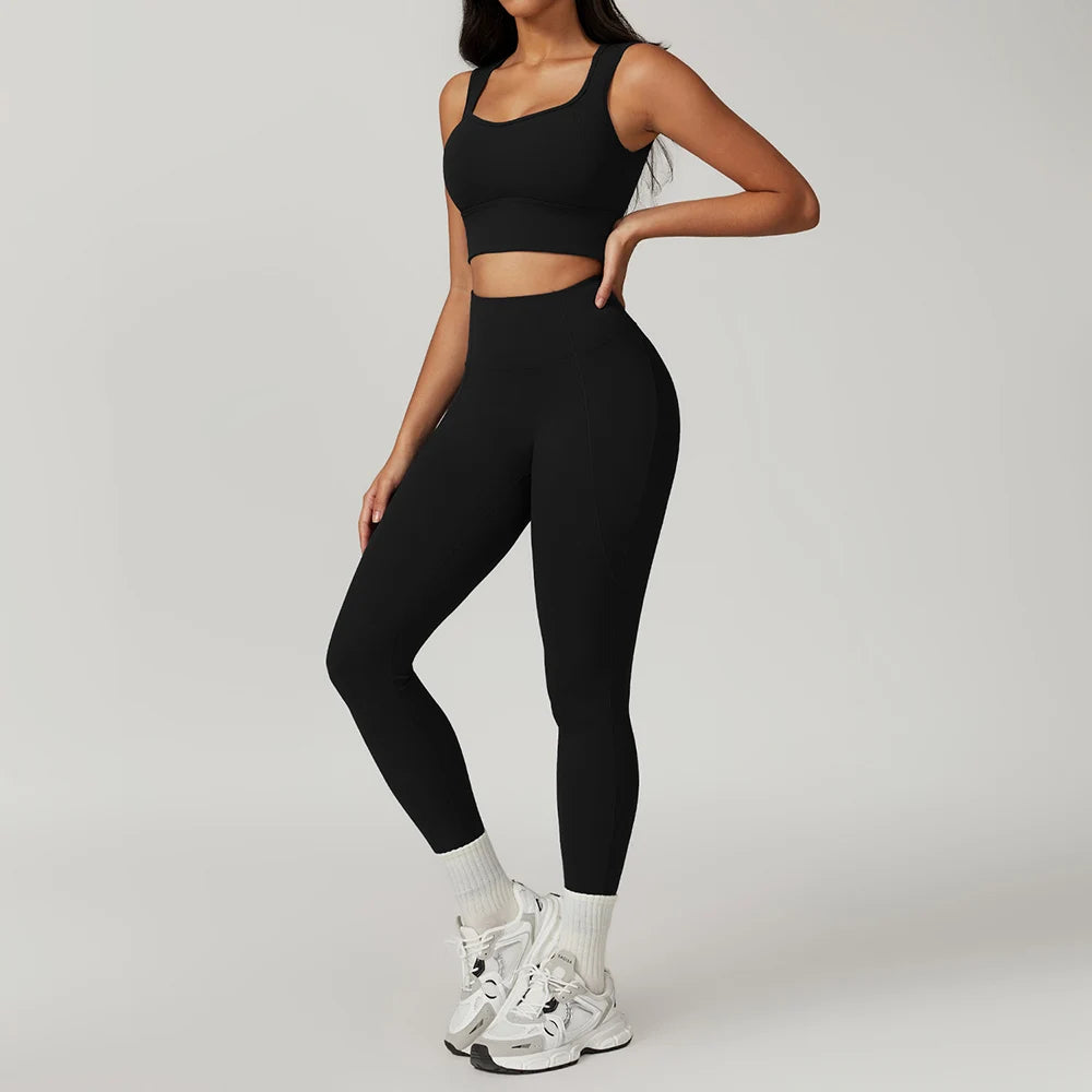 2 Pieces Yoga Suit Women Sexy Tight-Fitting Fitness Sports Set Gym Bra Elasticity High Waist Leggings Female Athletic Wear 8793
