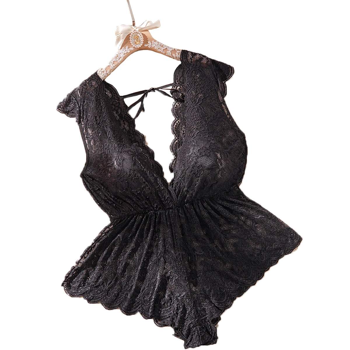 Temptation Deep V Neck Black Sheer Lace Matching Bra Set Curvy Women Lingerie For Confident Nights Special Full Figure