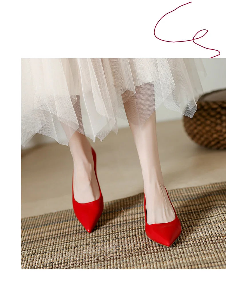 Patent Leather Fashion High Heels 2026Pointed Toe Pumps Elegant Woman Heeled Shoes Shallow Mouth Candy Colored Sexy Single Shoes