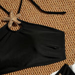 Sexy Halter Starfish Ornament Bikini Set 2026 Women Black Push Up Bra High Waist Swimsuit Beach Bathing Suit Two Piece Swimwear
