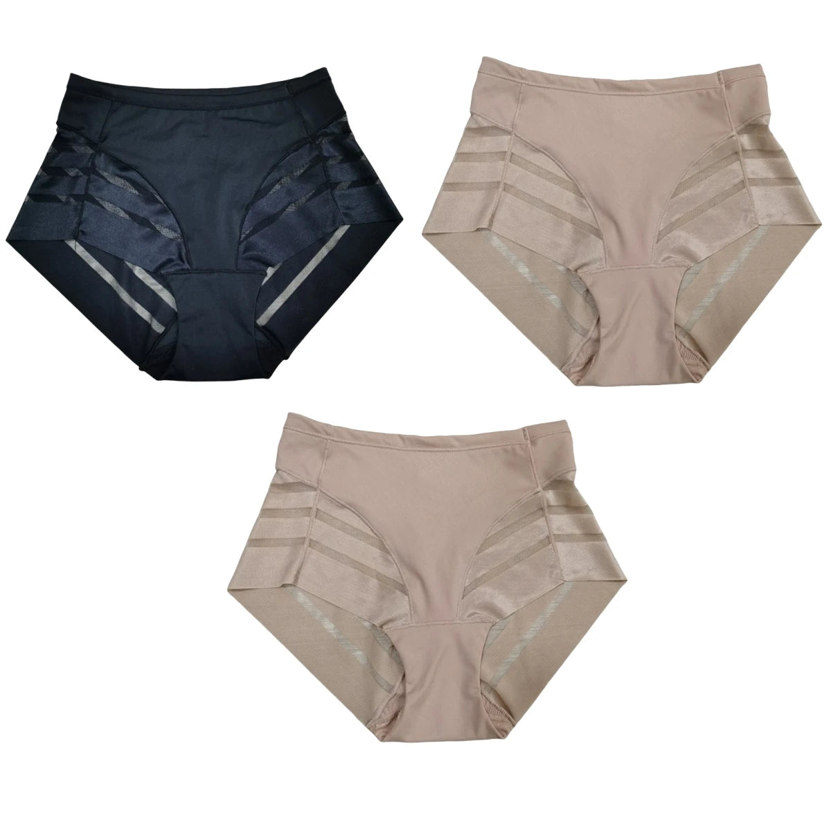 3Pcs/Set Women Panties High Waist Briefs Tummy Control Mesh Elastic Shapewear Ice Silk Female Seamless Underwear Sexy Lingerie