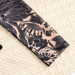 Vintage Black Floral Print One Piece Swimsuit Women Summer Long Sleeve Slim Fit Swimwear Skirt Set 2025 Holiday Bathing Suits