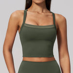 NCLAGEN Women's Yoga Tank Top Fake Two Piece Color Block Crisscross Back Vest Naked Feel Outdoor Sports Fitness Running Blouse