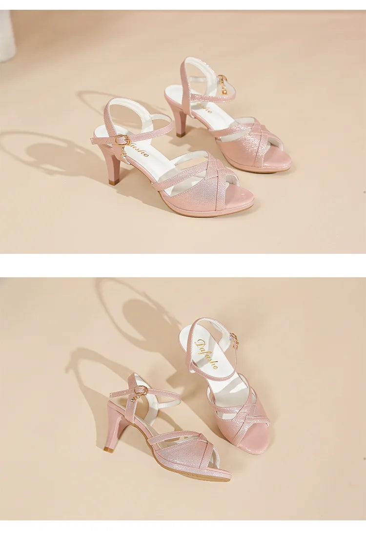 Sandals for Women'sNew Summer Elegant Temperament High Heels Coarse Heels Fish Mouth Breathable Comfortable Fashion Pumps