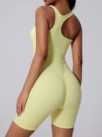 Sexy Fitness Yoga Jumpsuit Women Sleeveless Slim Playsuit Pleated Hollow Running Scrunch Shorts Romper One Piece Sports Suit