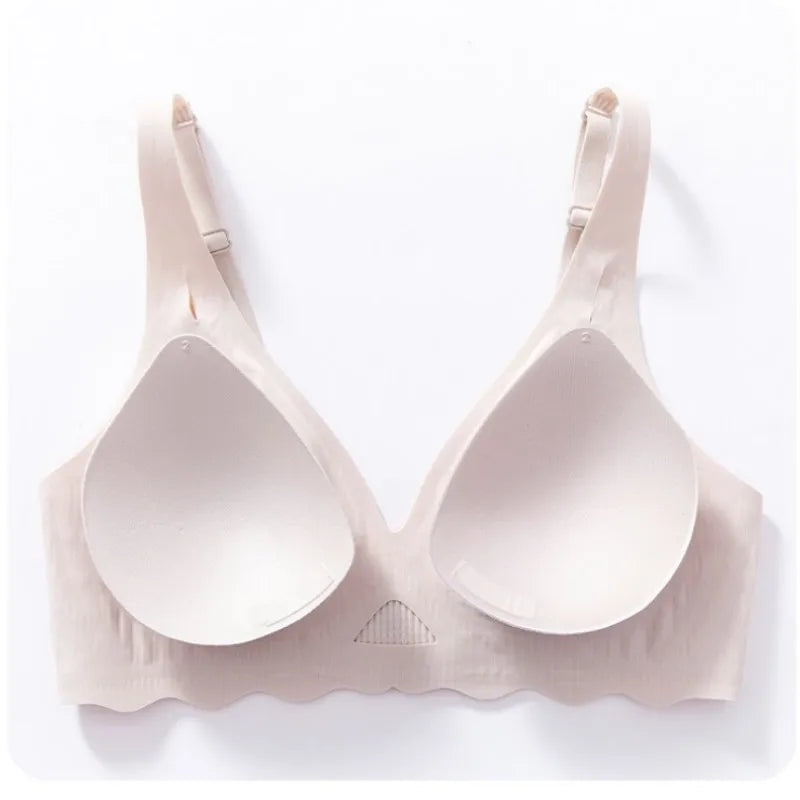 Push-Up Bras For Women Seamless Underwear Non-Wire Bralette Female Sexy Lingerie Deep V-neck Brassiere Solid Color Intimates