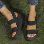 Women Minimalist Wedge Sandals Open Toe Thick Sole Female Platform Shoes Elasstic Back Strap Home Street Slingback Sandalias