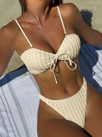 Wrinkled Crinkled Knotted Bikini Women Swimwear Female Swimsuit Two-Pieces Bikini Set Brazilian Bather Bathing Suit Swim V5709