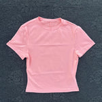 Solid color fitness women's soft breathable yoga short-sleeved comprehensive training tight T-shirt with exposed belly button