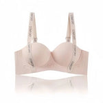 Women Push-Up Bra Seamless Underwear Letter Straps Cute Heart Print Non-wired No Rims 3/4 Cup