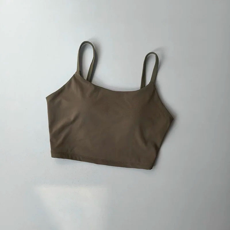 Women's yoga sports bra, small camisole vest integrated fixed gathering sports and fitness bra