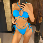 Sexy Diamond Rhinestones Wrap Around Bikini Female Swimsuit Women Swimwear Two-pieces Bikini Set Bather Bathing Suit Swim V5167