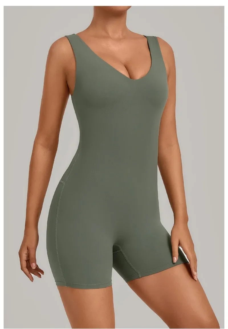 Women's Seamless Yoga Jumpsuits Fitness Sports Gym Beauty Backless Slim Fit Sling One-piece Running Workout Training Bodysuits