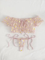 Toucheart Sexy Underwear Lace Lingerie Set For Women Off-Shoulder Small Chest Bralette+Thong Beachwear Transparent Bra Set New