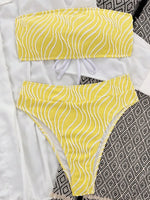 Wave Striped Bandeau Bikinis High Waist Bikini Female Swimsuit Women Swimwear Two-pieces Bikini Set Bathing Suit Swim Beach Wear