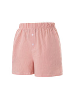 Summer Womens Casual Shorts Elastic Waist Plaid/Striped Print Button Front Shorts Casual Beach Going Out Pants