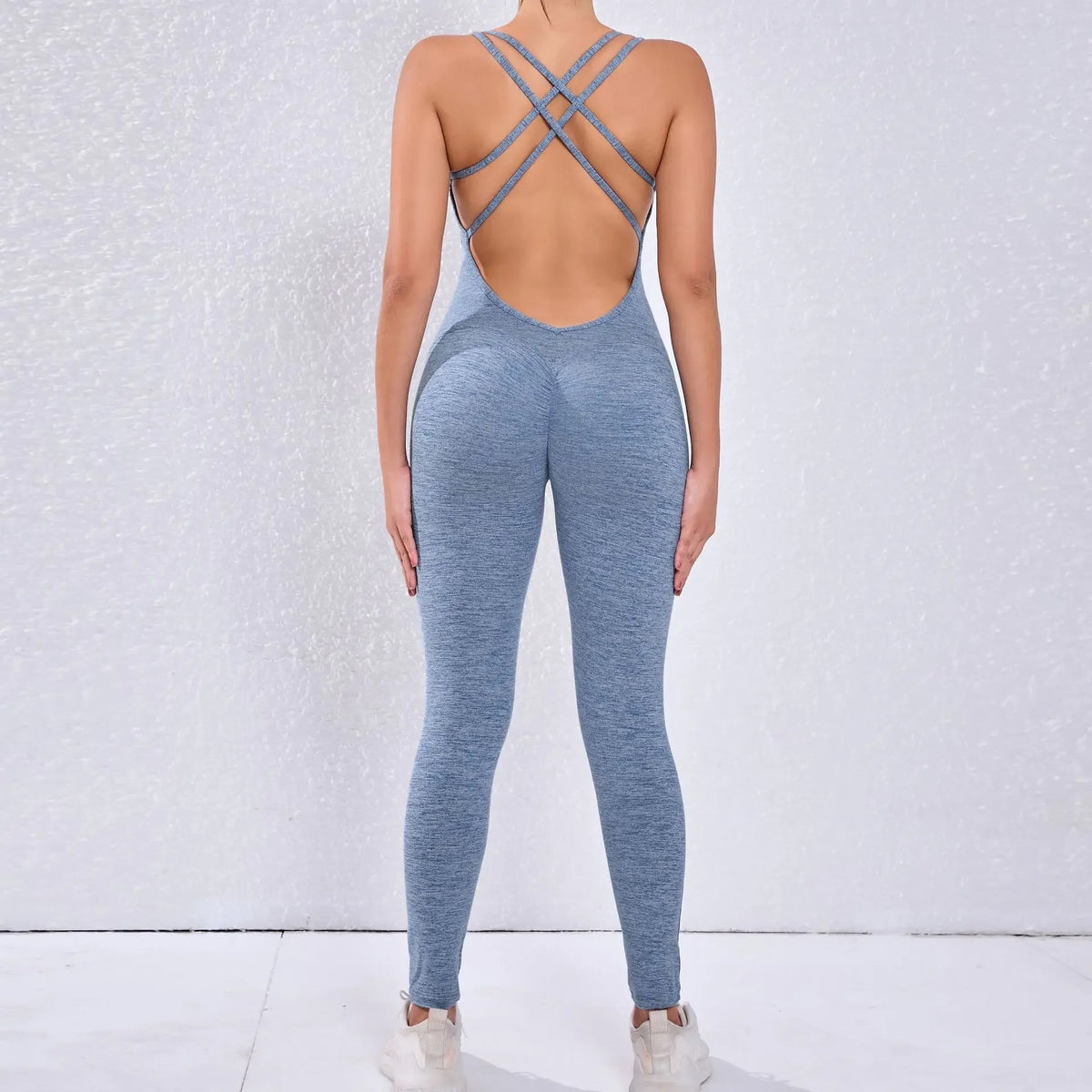 Seamless High-Waisted Peach Hip Yoga Jumpsuit for Women - Fast Drying Sweat-Wicking Tight Running Sports Jogging Gym Activewear