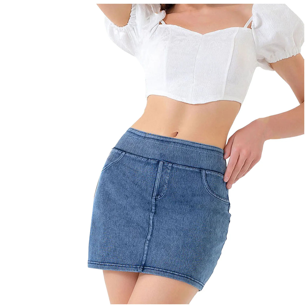 Sexy Hip Mini Denim Skirt High Elastic Slimming Jean Skirt Summer Jeans Harajuku Streetwear Sexy Hot Girl Casual A-Line Skirts
