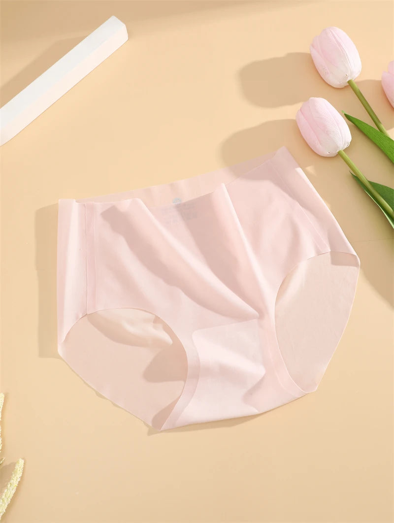 2PCS Seamless Ice Silk Briefs Women's Transparent Panties Sexy Breathable Underwear Female Stretch Erotic Korean Ultra Lingerie