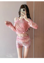 Two-piece swimsuit conservative three-piece set 2026 new slimming and flesh-covering long-sleeved hot spring swimwear