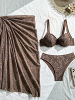 With Mesh Skirt Underwired Bra Cup Bikini Women Swimwear Female Swimsuit Three-pieces Bikini Set Bathing Suit Swim Beachwear
