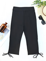 2026 Black Swimsuit Pants Sporty long Knee Drawstring Swimwear Women Bathers Bathing Swimming Swim Suit Female Beachwear XXL