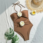 Sexy 3D Flower Hollow Out Swimwear One Piece Swimsuits Women 2026 Summer String Halter Monokini Swimming Bathings Suit Bather