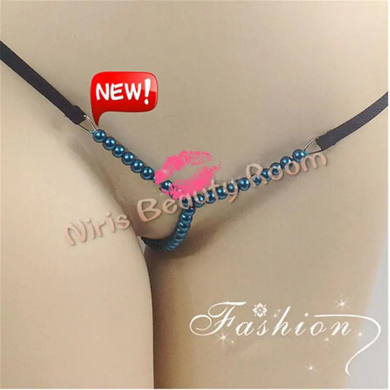 DEKA Elastic Crotchless High quality Real Pearl Thongs Women Low-Rise Hollow Sexy G-string Female Erotic Panties Underwear