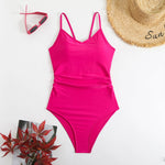 2025 New Brown Bodysuit One Piece Swimsuit Women Thong Swimwear Sexy Backless Bathing Suit Woman Monokini Beach Wear Black White