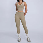 Tight Naked Yoga Shorts Suit Women Double Strap Sports Bra High Waist Flare Leggings Fitness Suit Gym Running Workout Clothes