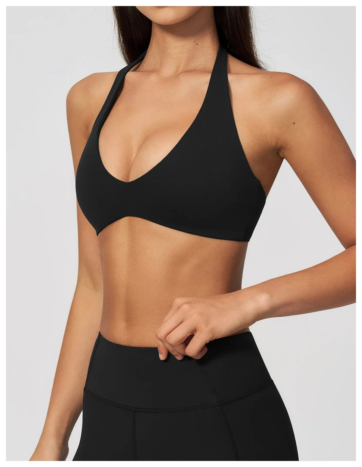 Halter V Neck Yoga Bra Sexy Backless Shockproof Gym Sports Tank Top Quick Dry Workout Fitness Outdoor Gym Running Bra