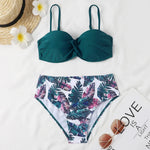 Print Bandeau Bikini Swimsuit Women Push Up Bikini Set Swimwear Female High Waisted Bathing Suit Beach Wear Brazilian Biquini