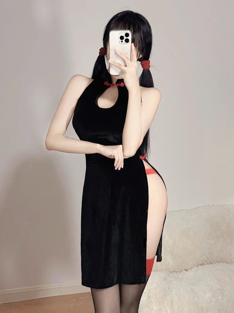 Pink Nurse Lingeries Cosplay Costume Lace Trim Hollow Out Dress with Hat Erotic Role Play Outfits for Women Halloween Nightwear
