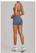 Women's Nude Yoga Sets Sports Cross Beauty Back Bra Hip-lifting Slim Fit Shorts Suits Running Fitness Workout Gym Sets