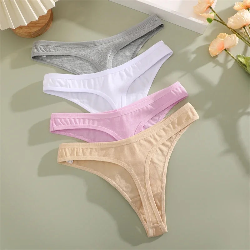5Pcs Women Cotton Thongs Female Sexy Bikini Panties G-String Underwear Thongs Striped Panties Female Underwear T-Back Intimat