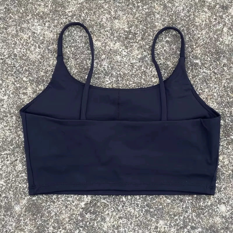 Sexy Solid Color Women's Tight Athletic Spaghetti Strap Gym Underwear Comprehensive Training Training Sports Bra Soft Yoga Top