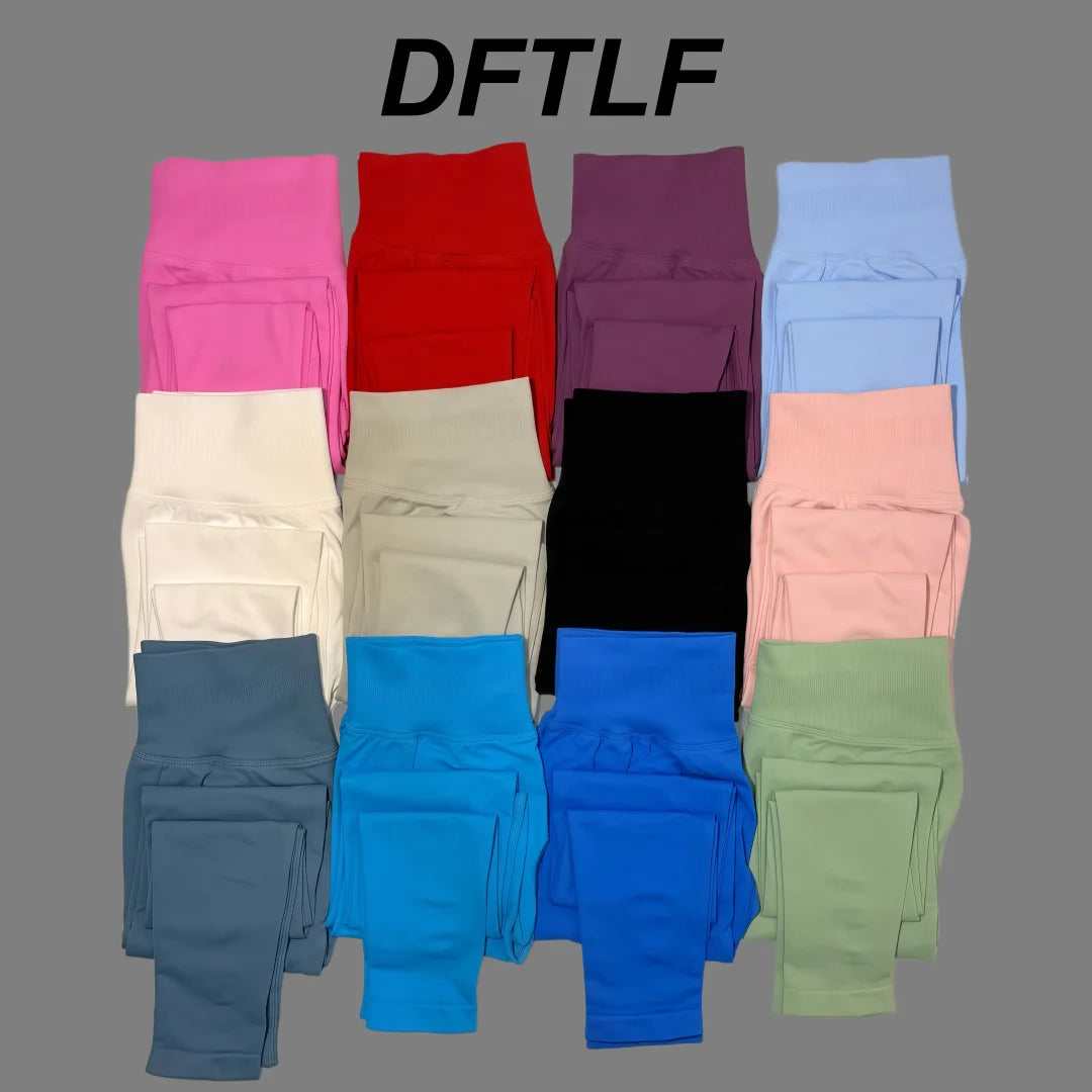 DFTLF Sports Yoga Pants Women High Waist Scrunch Butt Lifting Tummy Control Seamless Stretchy Soft Workout Leggings