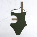 2026 One Shoulder Swimsuit One Piece Sexy Solid Swimwear Women Bandage Bathers Bathing Swimming Swim Suit Beachwear Summer