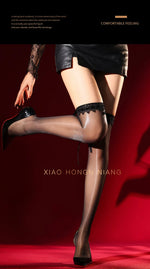 Sexy Smooth Pantyhose High-gloss Lace Sexy Black Thigh-high Drawstring Bowknot Pure Desire Charming Pantyhose Nightclub 8ZZ5
